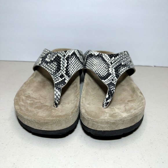 Vince Padma Leather Platform Sandals Gray Slip-On Open Toe Snakeskin Women's 9M - Picture 2 of 9